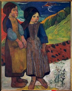 Malí Bretonci před mořem Malba Paula Gauguina (1848-1903) 1889 Ne. 0,92 x 0,73 m. Tokio. Národní muzeum západního umění od Paul Gauguin