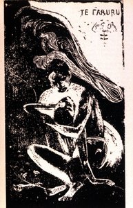 Paul Gauguin „“Te Faruru“““ (milují se). Xylografie tahitského období od Paula Gauguina (1848 - 1903). 1891 - 1897. od Paul Gauguin