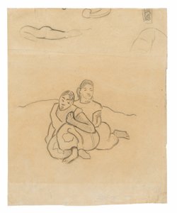 Sedící tahitské ženy (související s obrazem Nafea faa ipoipo [Kdy se vdáš?]) a další náčrtky od Paul Gauguin