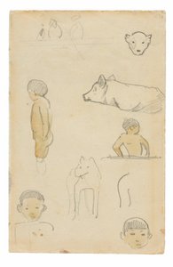 Náčrtky stojících postav a zvířat od Paul Gauguin