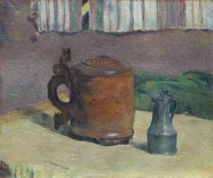Zátiší: Dřevěná nádoba a kovový džbán od Paul Gauguin