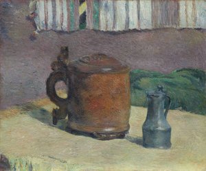 Zátiší: Dřevěná nádoba a kovový džbán, 1880. od Paul Gauguin