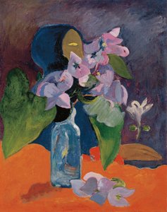 Zátiší s květinami a idolem od Gauguina, Paul Eugene Henri (1848-1903). Olej na plátně, cca 1892, Rozměr: 40,3x32. Kunsthaus Zuerich od Paul Gauguin