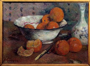 Zátiší s pomeranči. Obraz Paula Gauguina (1848 - 1903), kolem roku 1880. Olej na plátně. Rozměr: 0,33 x 0,46 m. Rennes, Muzeum výtvarných umění od Paul Gauguin