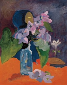 Zátiší s květinami a idolem. Kolem roku 1892 od Paul Gauguin
