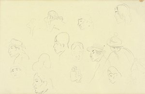 Studie hlav a postav, c.1893 od Paul Gauguin