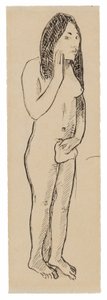 Tahitská Eva (souvisí s obrazem Parau ne te varua ino) (recto); Fragment nápisu (související s Cahier pour Aline) (verso) od Paul Gauguin