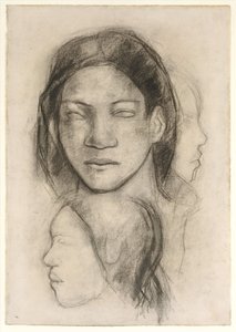 Tahitské tváře (pohled zepředu a profily) od Paul Gauguin