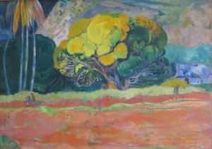 Tahitština:  Fatata te moua Na úpatí hory od Paul Gauguin