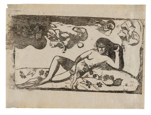 Te arii vahine-opoi (Žena s mangovníkem), ze sady pozdních dřevotisků od Paul Gauguin