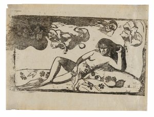 Te arii vahine-opoi (Žena s mangovníkem), ze sady pozdních dřevotisků od Paul Gauguin