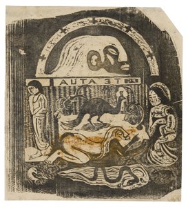 Te atua (Bůh), ze sady pozdních dřevotisků od Paul Gauguin