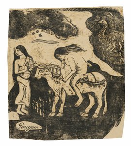 Znásilnění Evropy, ze sady pozdních dřevotisků od Paul Gauguin