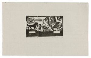 Tři lidé, maska, liška a pták, čelenka pro Le sourire od Paul Gauguin