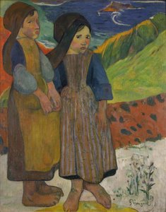 Dvě bretaňské dívky u moře od Paul Gauguin