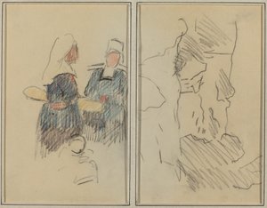 Dvě Bretonky; Krajina [recto] od Paul Gauguin
