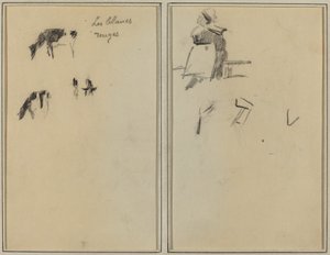 Dvě krávy; Sedící Bretonka [verso] od Paul Gauguin