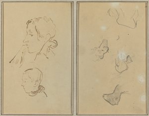 Dvě hlavy; Studie ovcí [recto] od Paul Gauguin