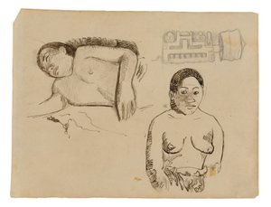 Dvě Tahiťanky a Marquesan špunt do uší od Paul Gauguin