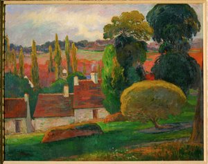 Une Ferme en Bretagne - statek v Bretani (malba na plátně) od Paul Gauguin