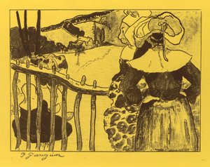 Volpini Suite: Breton Women by a Gate Bretonnes at the Barrière, 1889. od Paul Gauguin