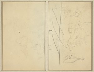 Žena s krávou a husou; Protiodolný [verso] od Paul Gauguin
