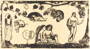 Ženy, zvířata a listí Ženy, zvířata a listí, v roce 1895 nebo později. od Paul Gauguin