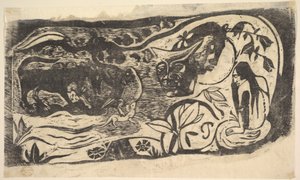 Dřevoryt s hlavou rohatou, 1898-99. od Paul Gauguin