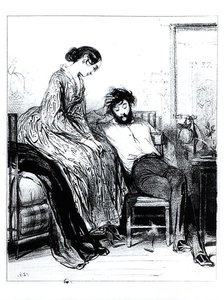 Ve vězení za dluh v Clichy, kolem 1830-40 (litho) (č/b foto) od Paul Gavarni