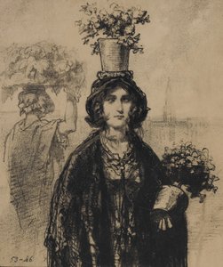 Letos na jaře nosíme spoustu květin, zejména na kloboucích Fashionable Magazine, plat..., 1853. od Paul Gavarni