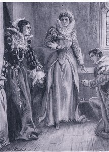 Královna Mary Alžběta a Courtenay Na tuto otázku odpovím, zvolaly Mary a odhodily Arras, ilustrace z The Worlds Library of Best Books, kolem roku 1940 od Paul Hardy
