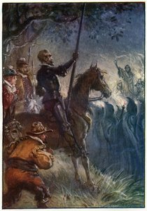 Potom postava v šatech vstala, ilustrace z „Dobrodružství Dona Quijota“, vydaného G. Bell und Sons, Ltd., 1911 od Paul Hardy