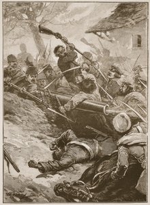 „Pak následoval bezhlavý spěch“, ilustrace z „Bitvy devatenáctého století“ od Archibalda Forbese, G.A. Henty a major Arthur Griffiths od Paul Hardy