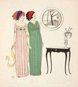 Dvoje empírové denní šaty z hospody Les Robes de Paul Poiret. 1908 (tisk šablony) od Paul Iribe