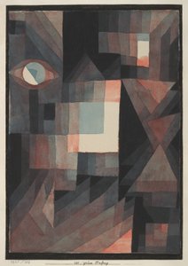 Abstraktní. Červená/zelená gradace s trochou rumělky ve vertikálním formátu od Paul Klee