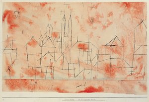 Město s gotickou katedrálou, 1925. od Paul Klee