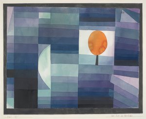 Posel podzimu (zelená / fialová gradace s oranžovým akcentem). 1922 od Paul Klee
