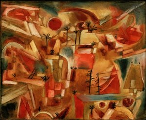 Skalnatá krajina (s palmami a jedlemi) od Paul Klee