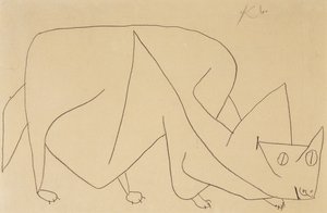 číhající kočka; kočka číhá od Paul Klee