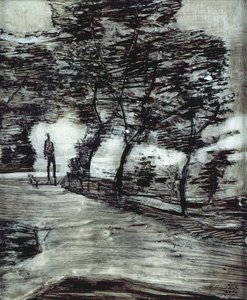 Park Path, s vysokým mužem a psem od Paul Klee