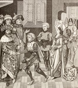 Přijetí Gautiera-Sans-Avoira uherským králem, který mu dovolil projít s křižáky jeho územím během první křížové výpravy. od Paul Lacroix