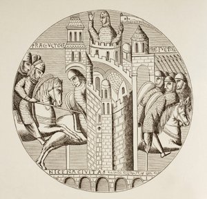 Dobytí turecké Nikáje křižáky v roce 1097. Podle okna v kostele opatství svatého Denise, které je nyní zničeno. od Paul Lacroix