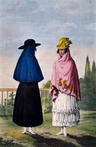 Mountain woman and plains woman, rytina Paul Legrand, Kolumbie od Paul Legrand