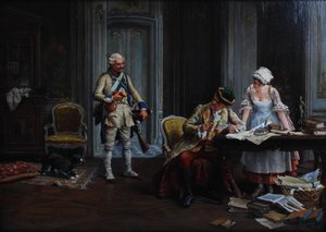 Le Billet de Logement. Olej na desce, signováno a datováno P Jazet 1879 od Paul Léon Jazet