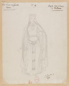 Gounod - Krvavá jeptiška - Čtyři kostýmní modely Paula Lormiera - 4. Agnes, dcera barona Moldawského od Paul Lormier