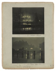 Londýn při světle plynu, asi 1896 (zeleně tónované karbonové tisky)