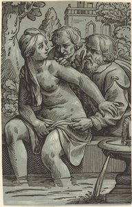 Susanna a starší od Paul Maupin, after Jacques Stella