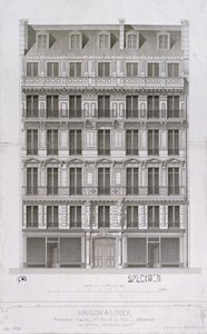 Návrh bytového domu ve stylu Haussmann v rue de la Paix, Paříž, kolem roku 1860 od Paul Mesnard