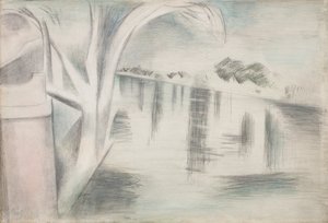 Řeka a stromy od Paul Nash