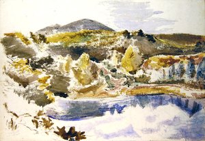 Modrý bazén (akvarel na papíře) od Paul Nash